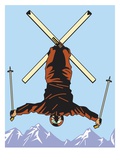 a freestyle skier in mid air Giclee Print