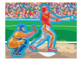 Male Baseball Player Hitting Ball
