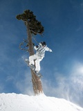 Snowboarder Mid-Air During Jump