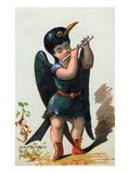 Illustration of Child Dressed in Blue Whistling Thrush Costume