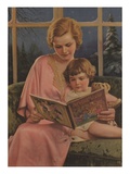 Illustration of Mother and Daughter Reading