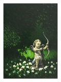 garden statue of cupid aiming a bow and arrow