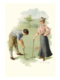 Illustration of a Couple Playing Golf by Mabel Humphrey