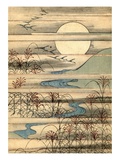 Illustration of Full Moon Over a River Landscape