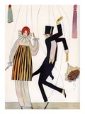 Illustration of Fashionable Couple as Marionettes