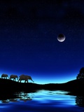 Three Elephants Walking Past Water