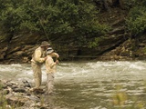 Father and Son Fly Fishing in Moose Creek