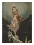 Buy Illustration of Woman on Cliff Holding Light at AllPosters.com