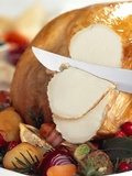 Carving White Meat of Roast Turkey Fotografie-Druck