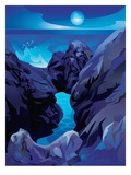Water in Canyon at Night