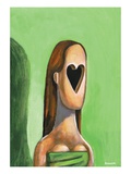 Woman with a heart cut out for a face Giclee Print
