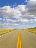 Yellow Lines Freshly Painted on Rural Highway
