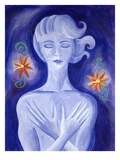 Woman holding her chest