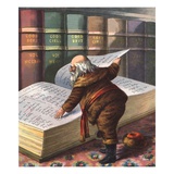 Illustration of Santa Claus Checking His List of Good Children Giclée-Druck