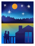 Couple on Deck Under Starry Sky