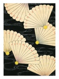 Buy Illustration of White Fans on a Black Background at AllPosters.com