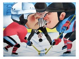 men playing hockey, face to face