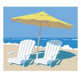 deckchair on beach with sun shade