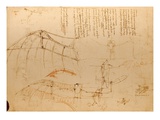 Drawing of Flying Machine with Beating Wings by Leonardo da Vinci Giclee Print