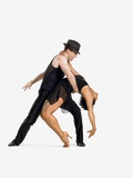 Two dancers performing salsa