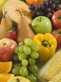 Close up of Fresh Fruits and Vegetables