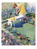 Buy Illustration of Woman Gardening in Backyard at AllPosters.com