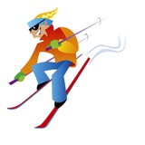 Freestyle Downhill Skiier Giclee Print