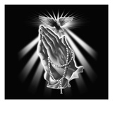 Praying Hands with Rosary Beads and Dove