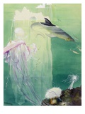A Painting of Alaskan Undersea Wildlife and Icebergs