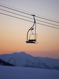 Mountain view at dusk with chair lift