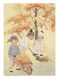 Children gathering leaves