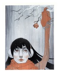 Woman Looking at Blossom