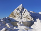 Buy Klokketinden peak in new snow in the Lofoten Islands at AllPosters.com