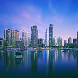 Skyline and boats on Dubai Marina