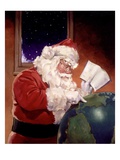 Santa Claus And Globe Giclée-Druck