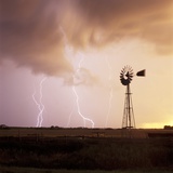 Lightning Striking Amid Farmland