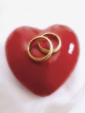 Wedding rings on heart