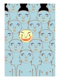 Buy Clown Face Among Blue People at AllPosters.com
