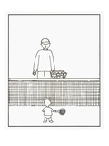 Father Teaching Toddler Son To Play Tennis Giclee Print