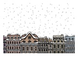 Snowfall over a city