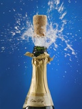 Close up of champagne cork popping Photographic Print