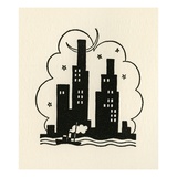 Illustration of New York City Skyline at Night by Boris Artzybasheff