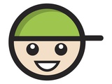 Cartoon face with green baseball cap