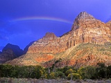 Rainbow, The Watchman, Zion National Park, Utah, USA