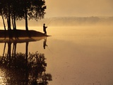 Man Fishing at Lake