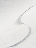 Ski tail in snow Aspen Snowmass, Aspen, Colorado, USA
