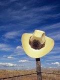 Cowboy Hat on Barbed Wire Fence, British Columbia, Canada