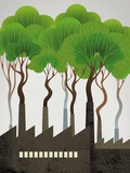 Buy Trees rising from smokestacks at AllPosters.com