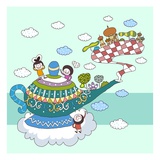 Children standing on magic lamp