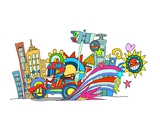 Person sitting in racecar Giclee Print